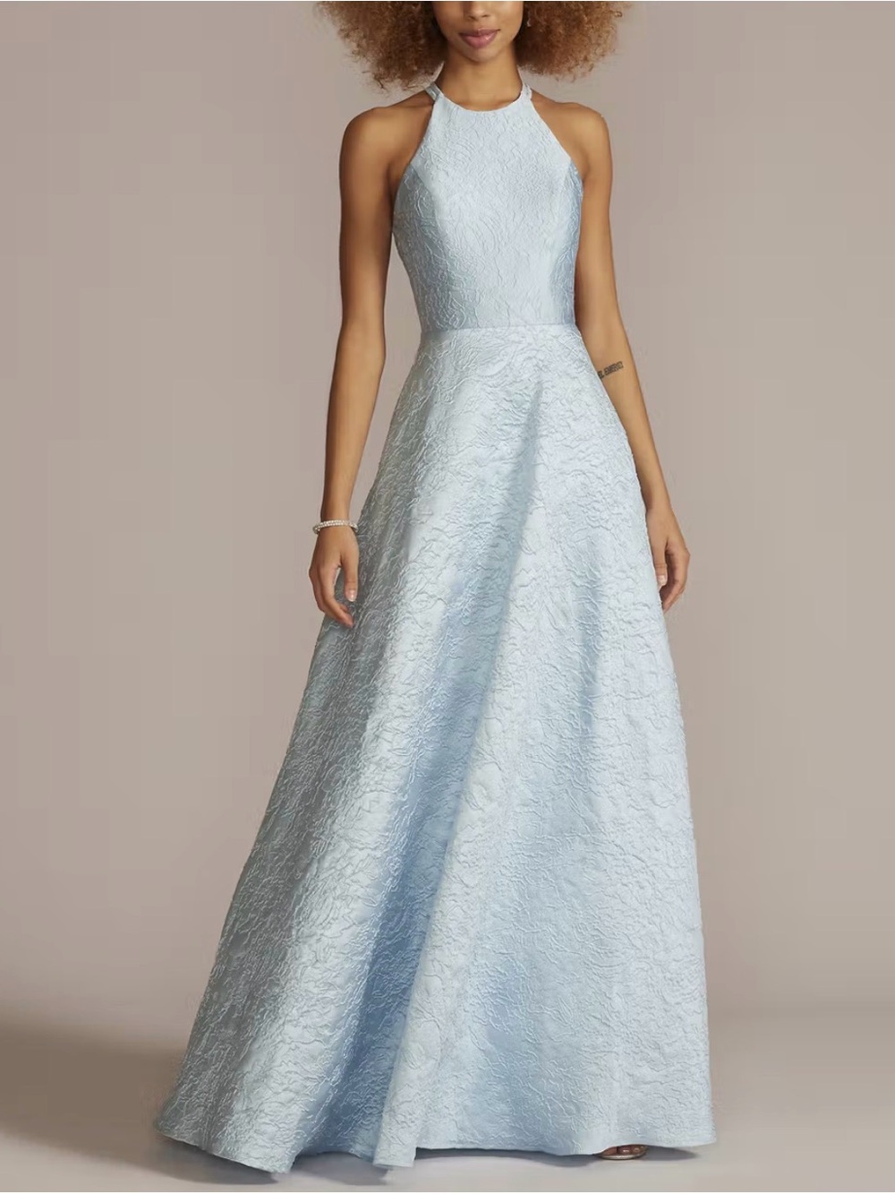 JULES&CLEO Cinderella regencycore whimsical Brocade jacquard Halter dress